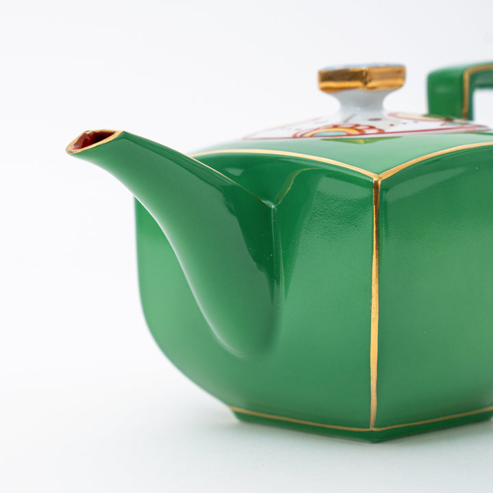 Handcrafted Green Square Teapot - 350cc by Zohogama