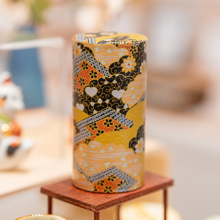 Washi Paper tea Tin 200g Tea - Black and gold
