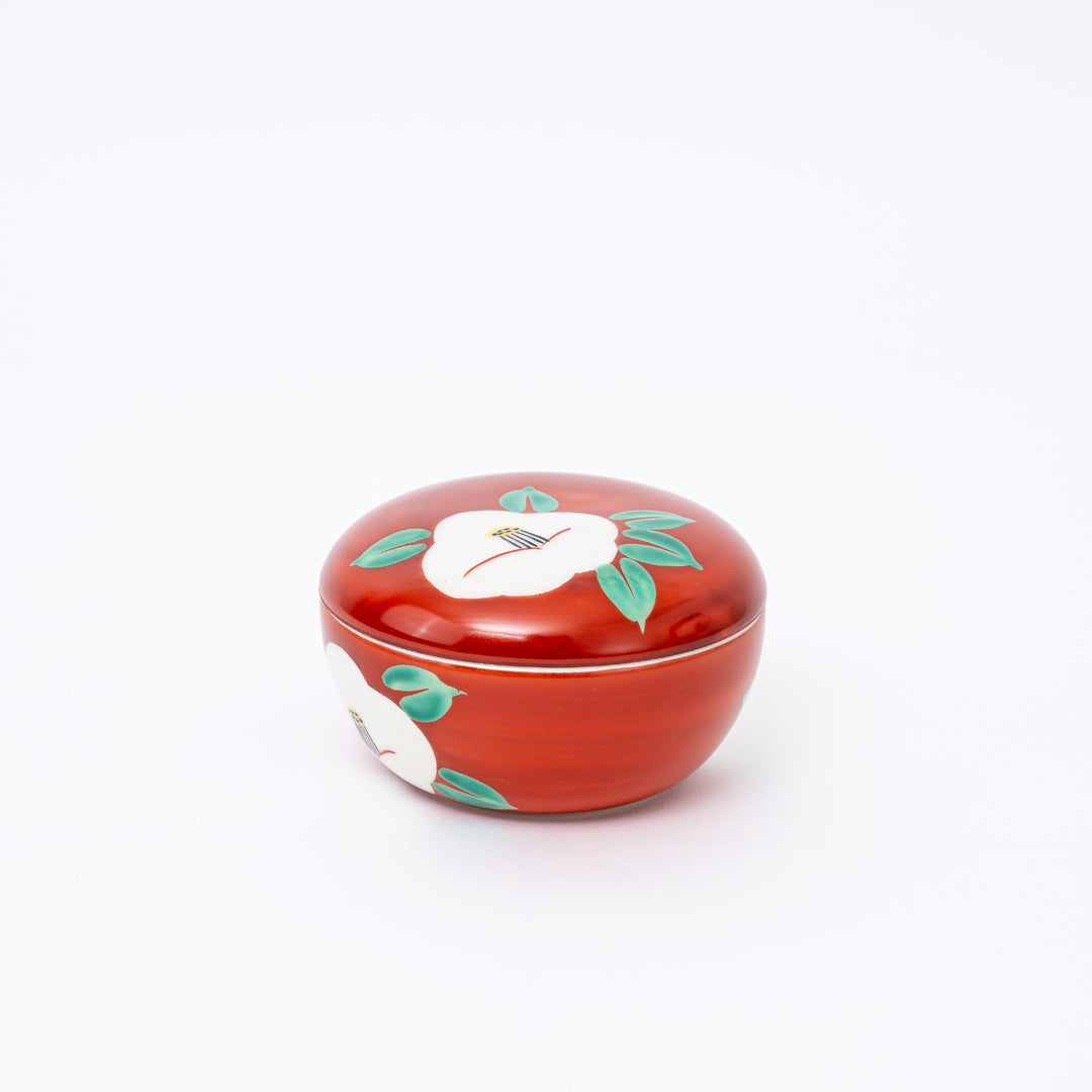 Handmade Mino Ware Tsubaki Camelia Bowl with Lid by Zohogama
