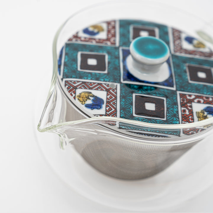 Hand-painted Kutani Glass Teapot with Strainer 380ml