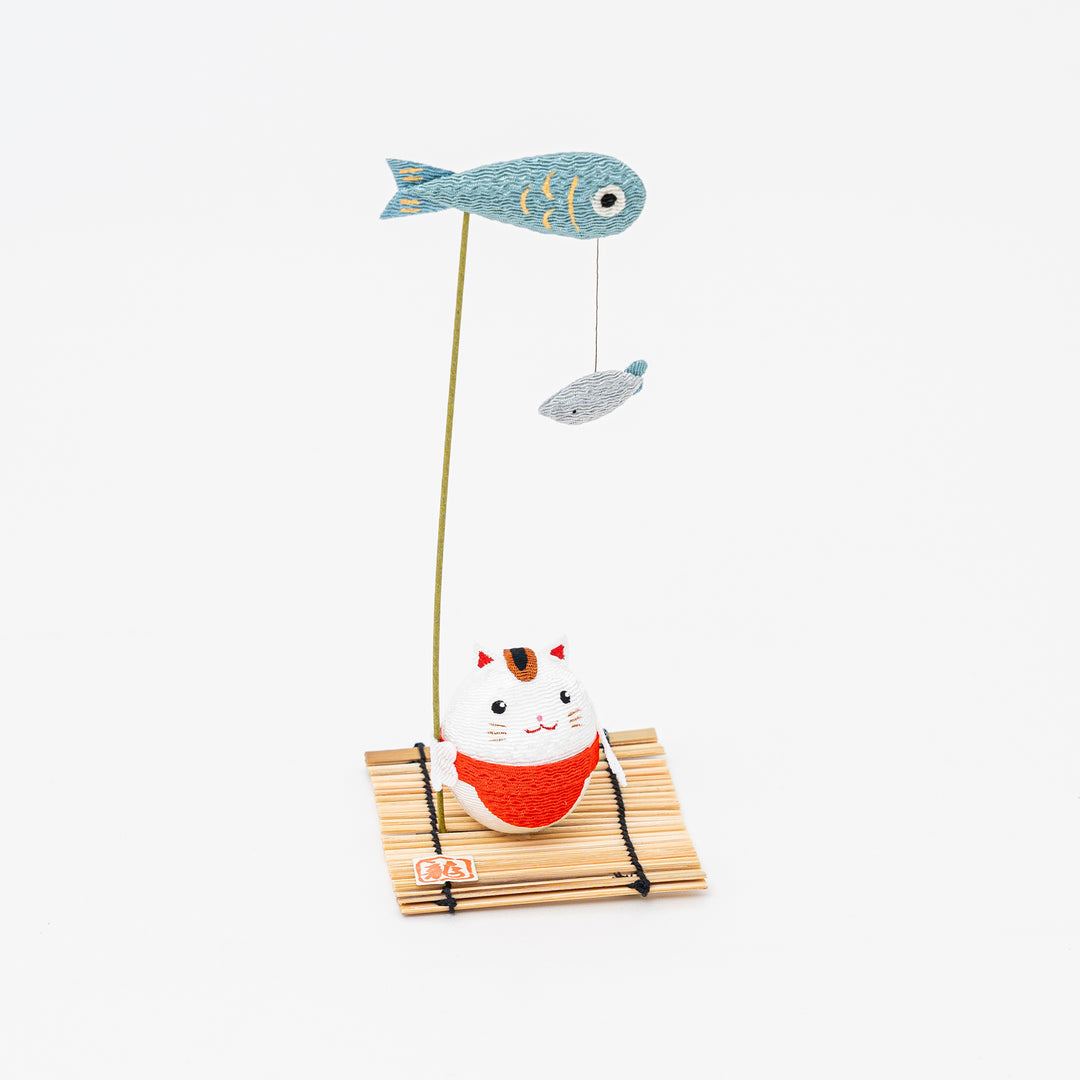 Handmade Cute Cat Fishing Figurine