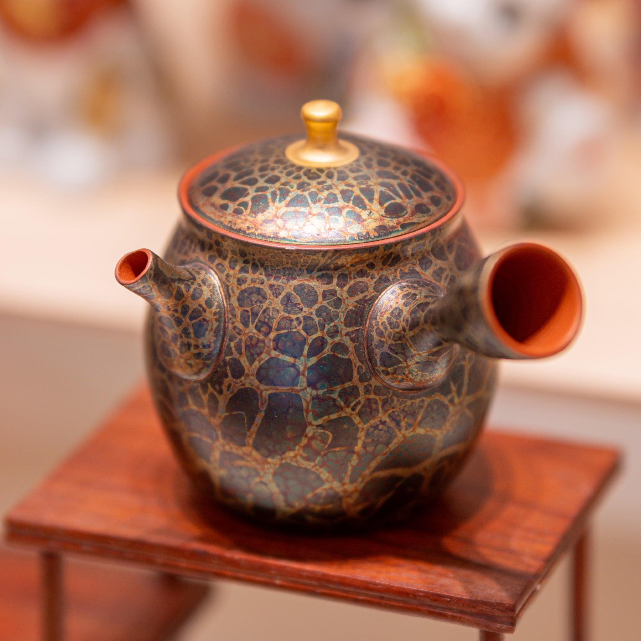 Authentic Tokoname Ware Kyusu Teapot | Tenmoku Glaze by Master