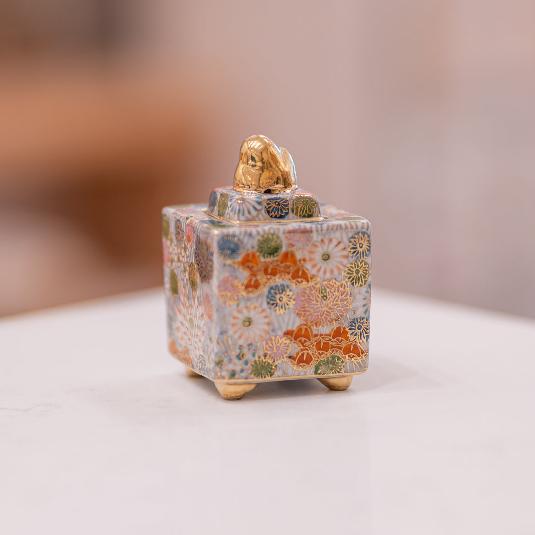 Kutani Hand-Painted Hanazume Incense Burner
