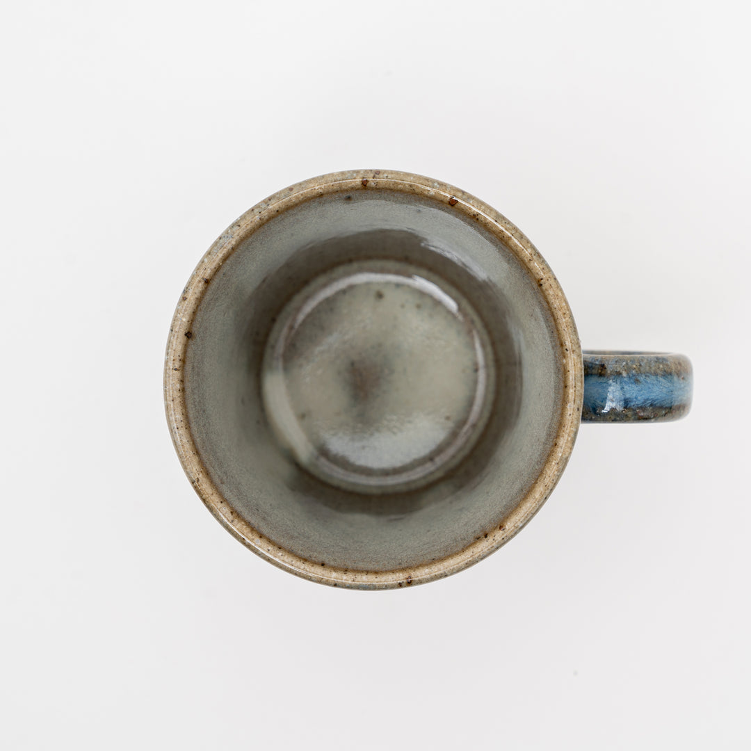 Shigaraki Ware Blue Ridged Ceramic Mug