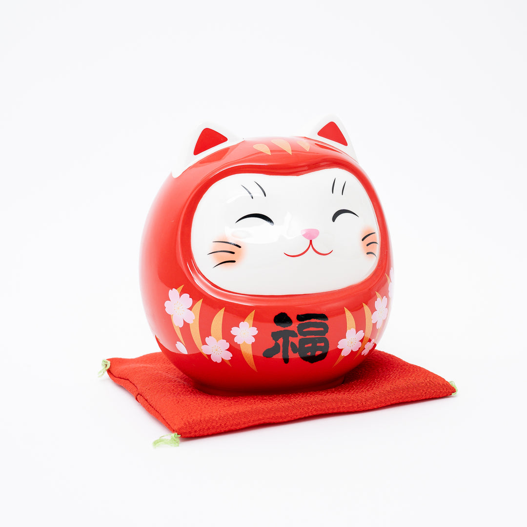 Large DARUMA FORTUNE CAT FIGURINE