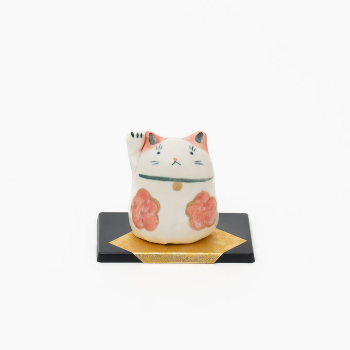Japanese Mino Yaki Yakushigama Maneki Neko Lucky Cat Figurine - 5.5cm