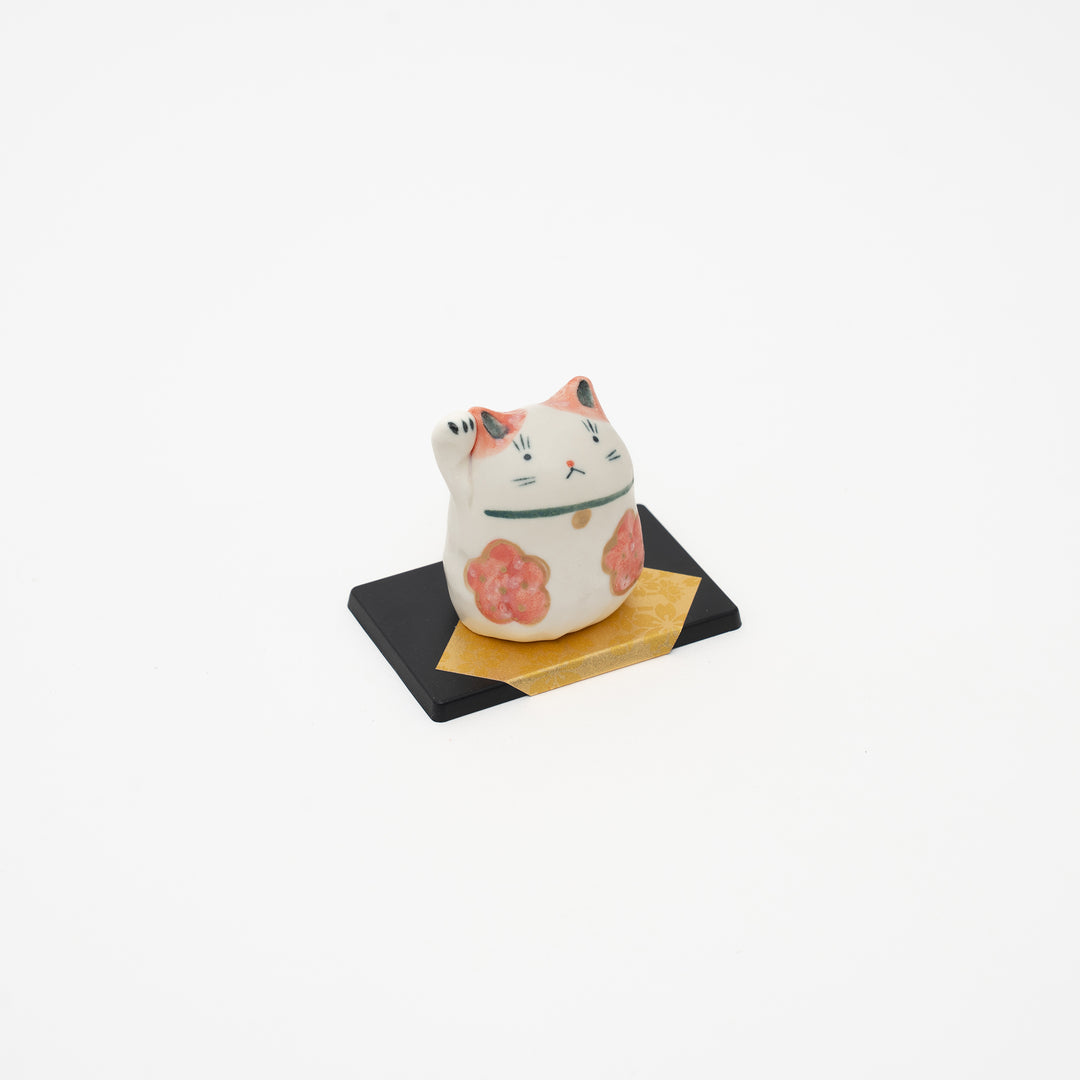 Japanese Mino Yaki Yakushigama Maneki Neko Lucky Cat Figurine - 5.5cm
