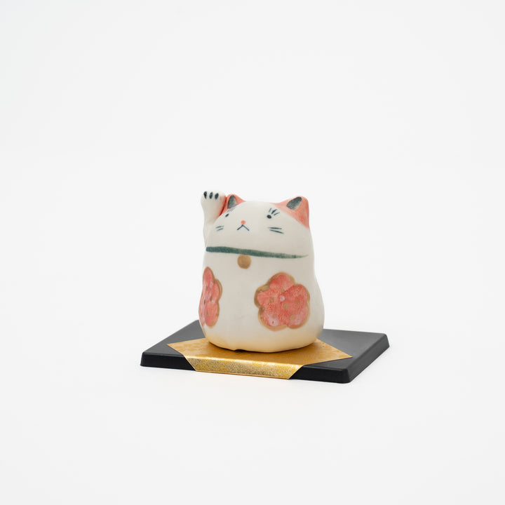 Japanese Mino Yaki Yakushigama Maneki Neko Lucky Cat Figurine - 5.5cm