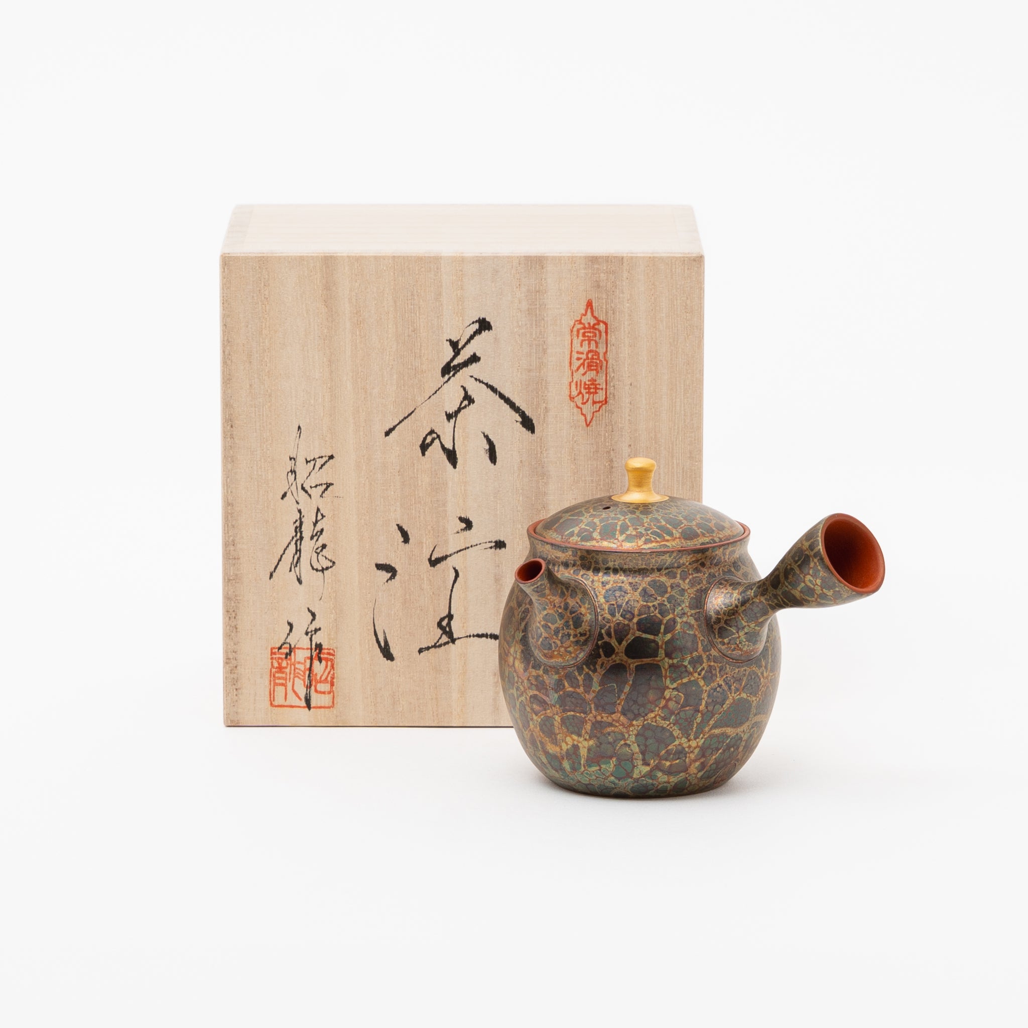 Authentic Tokoname Ware Kyusu Teapot | Tenmoku Glaze by Master