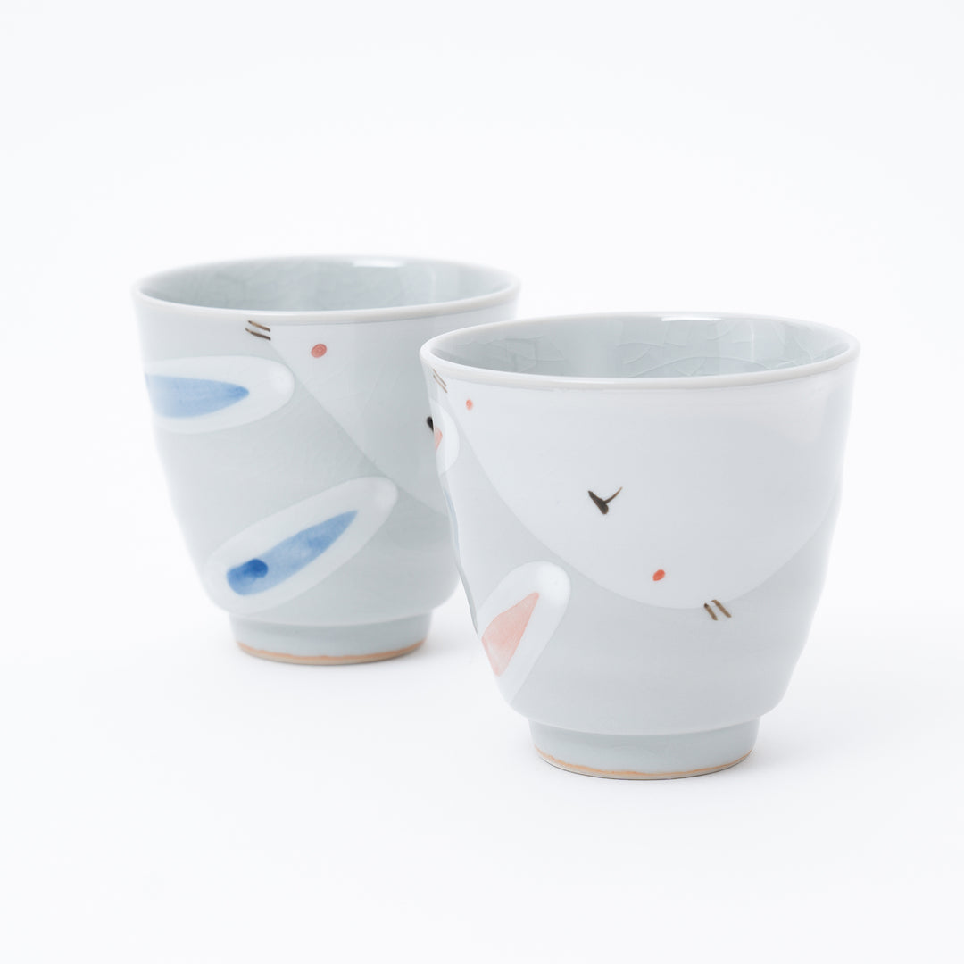 Crackle Glaze Bunny Yunomi Tea Cup