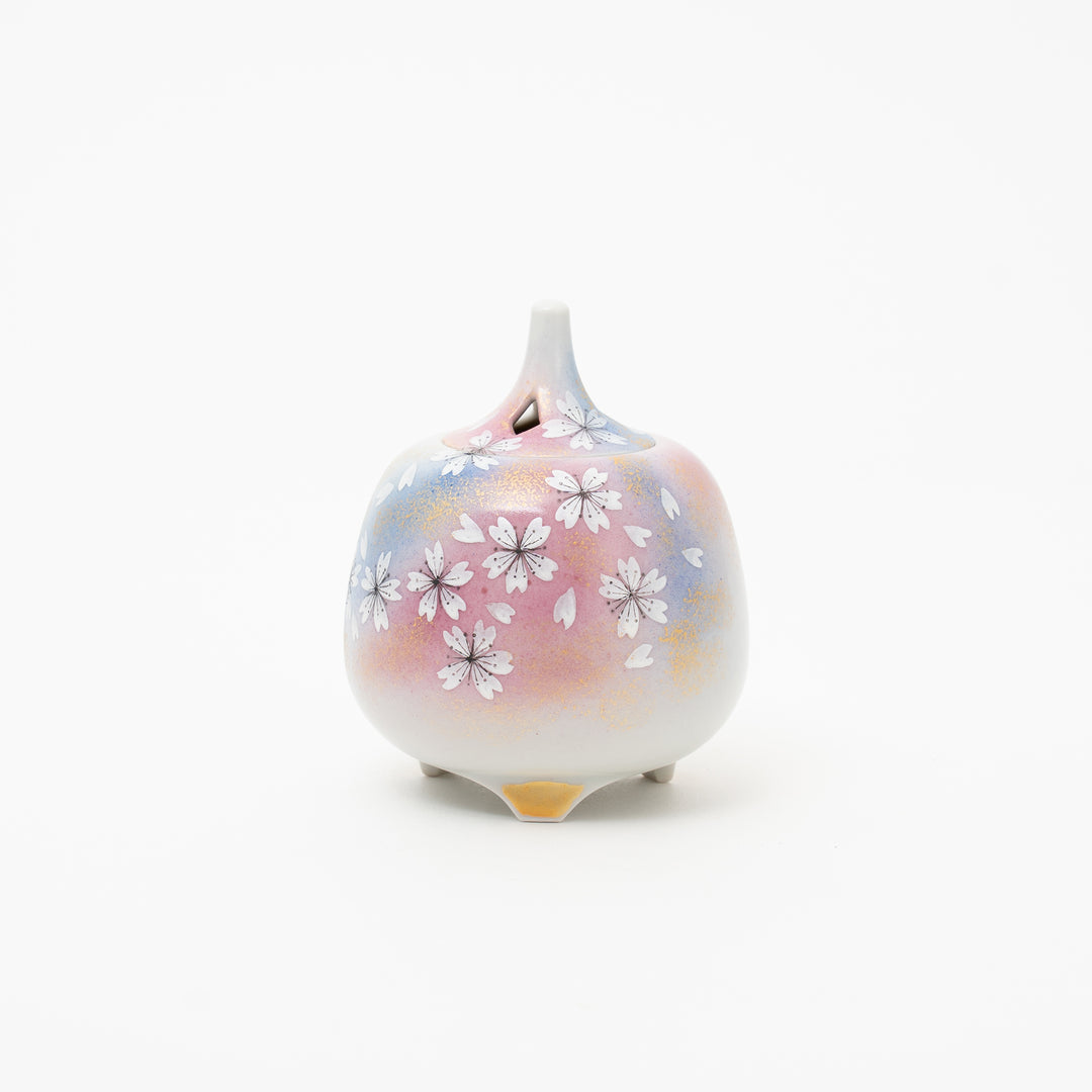 Hand-Painted Kutani Ware Cherry Blossom Incense Burner