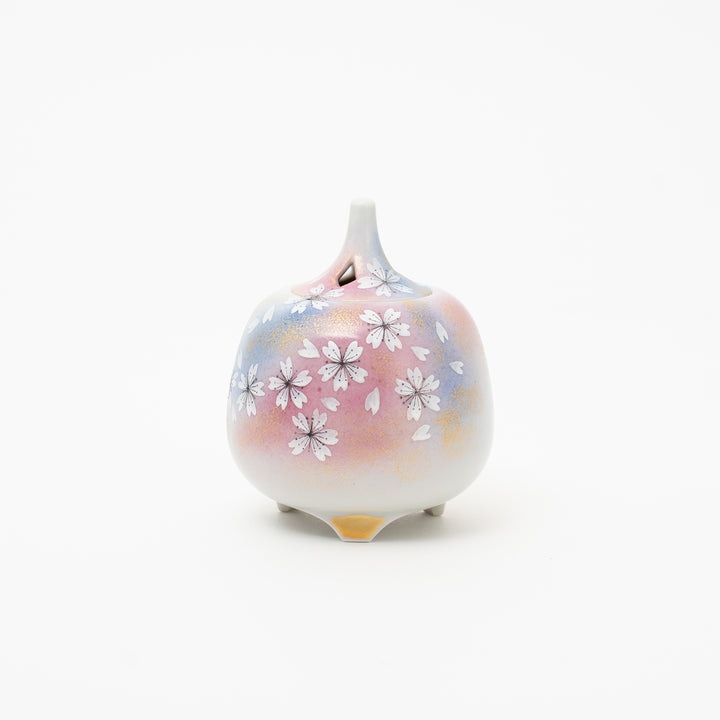 Hand-Painted Kutani Ware Cherry Blossom Incense Burner