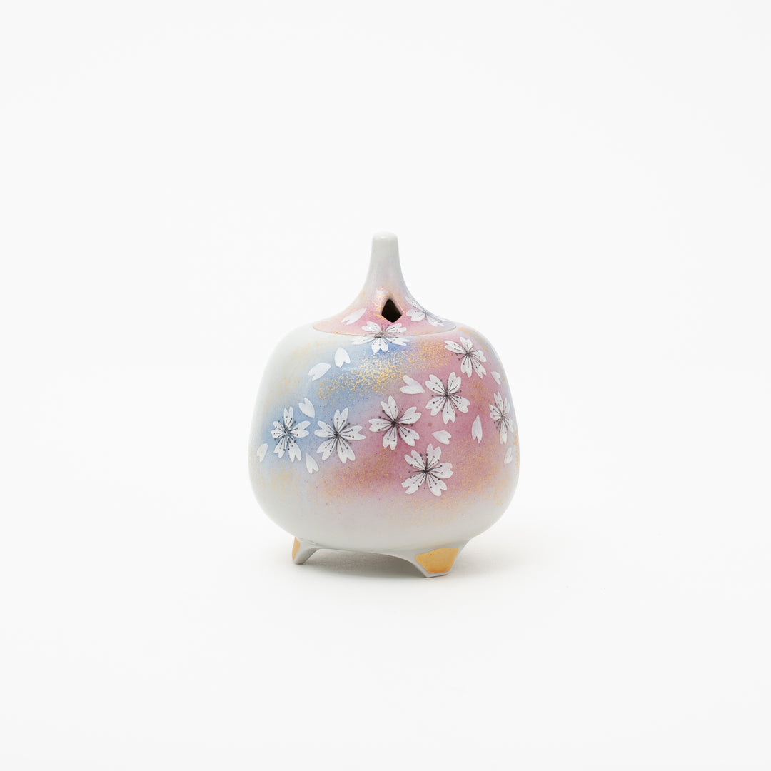 Hand-Painted Kutani Ware Cherry Blossom Incense Burner