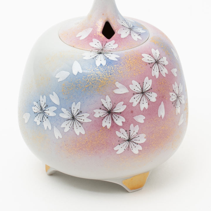 Hand-Painted Kutani Ware Cherry Blossom Incense Burner
