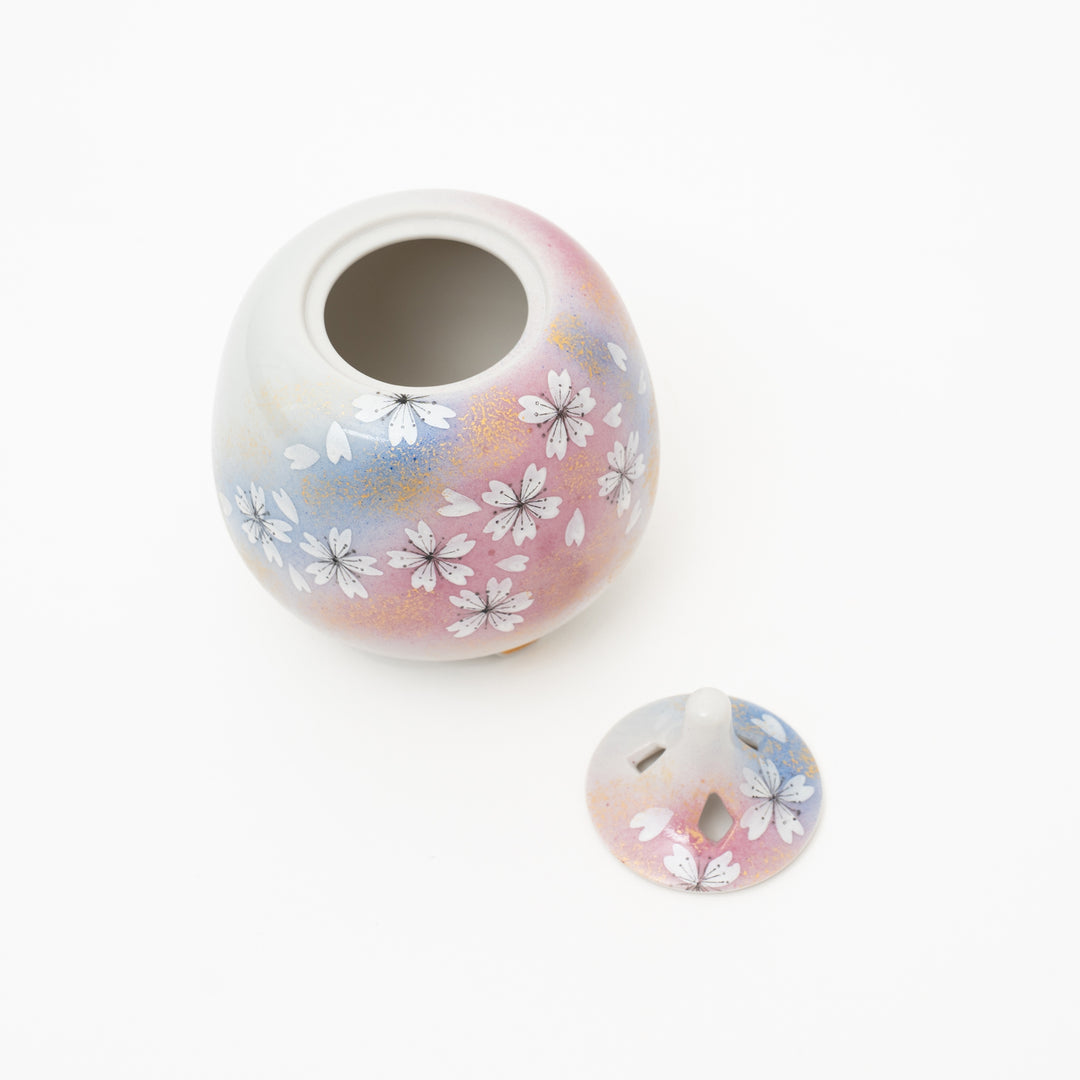 Hand-Painted Kutani Ware Cherry Blossom Incense Burner