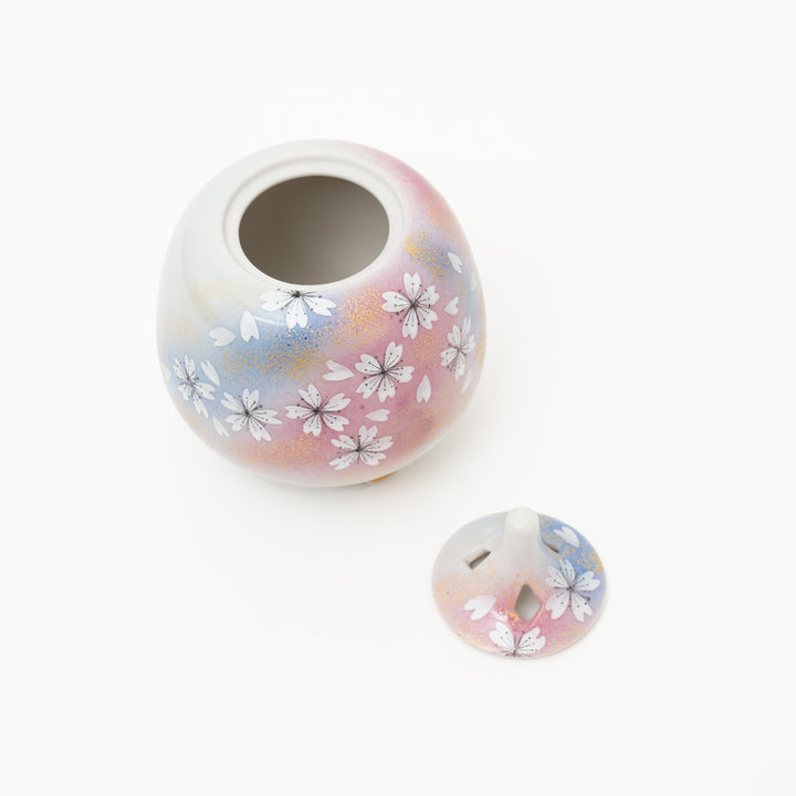 Hand-Painted Kutani Ware Cherry Blossom Incense Burner