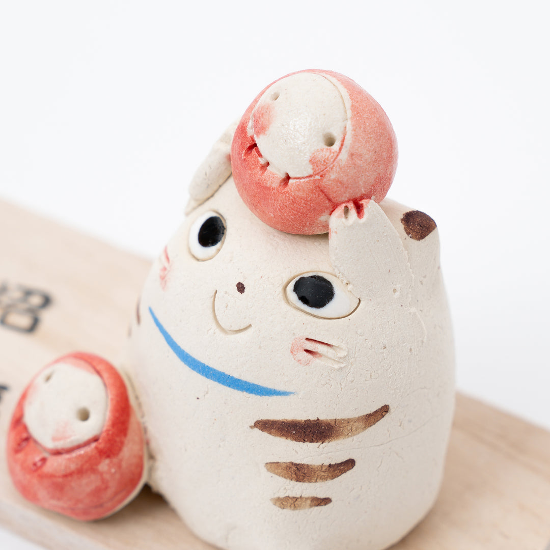 Handmade Cat Daruma Figurine