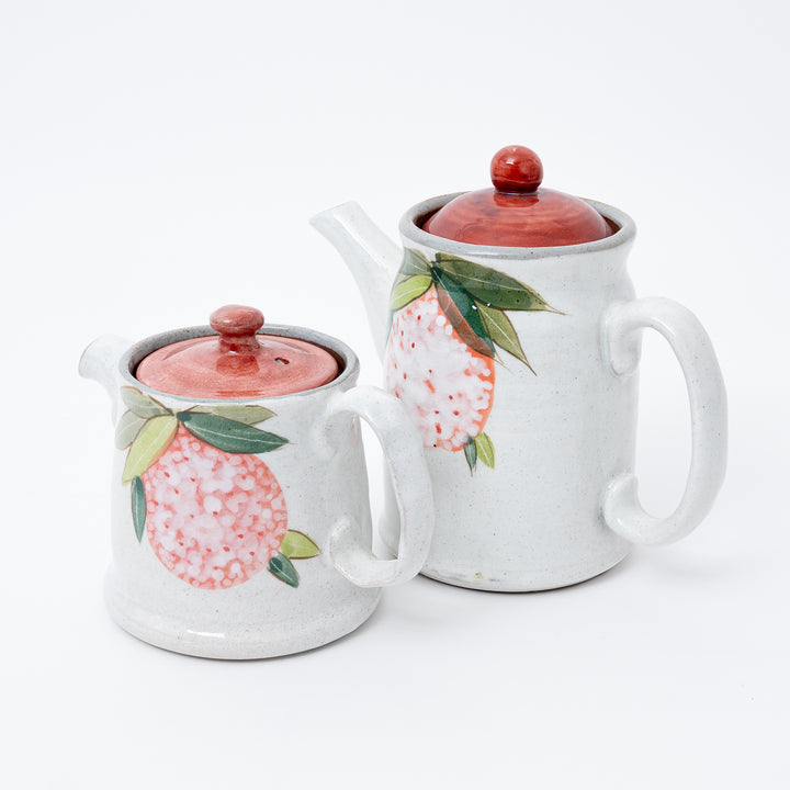 Handmade Seto Yaki Crackle Glaze Floral Teapot