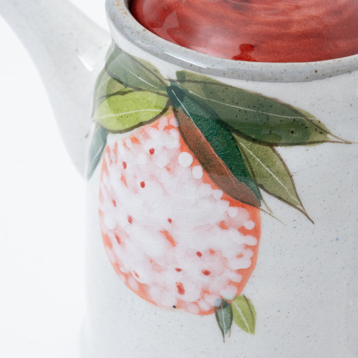 Handmade Seto Yaki Crackle Glaze Floral Teapot
