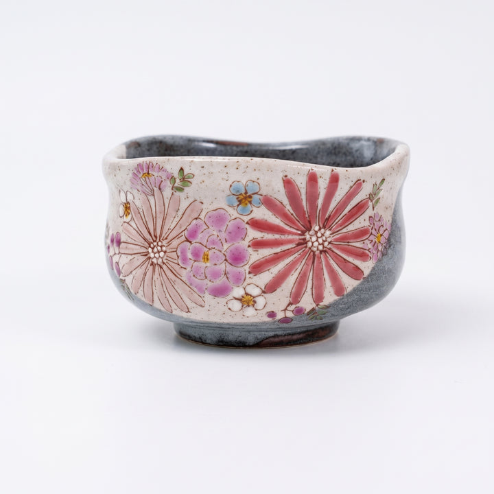Handcrafted  Kutani Ware Floral Matcha Bowl