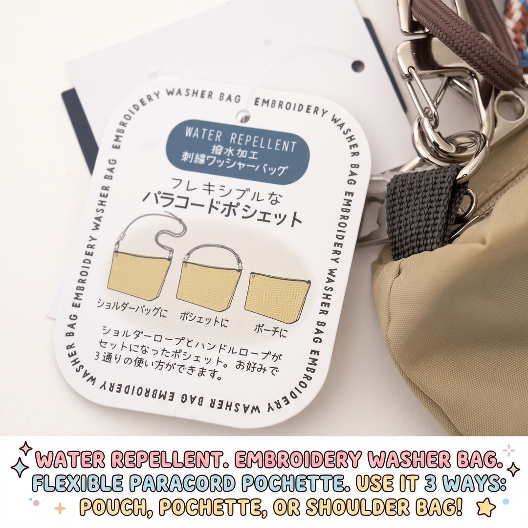 Kusuguru Japan Embroidered Cat Multi-Use Crossbody Bag