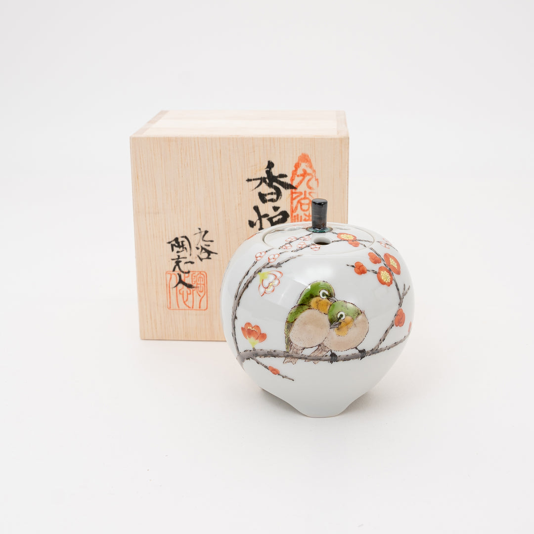 Handmade Kutani Incense Burner by Nakamura Toshihito