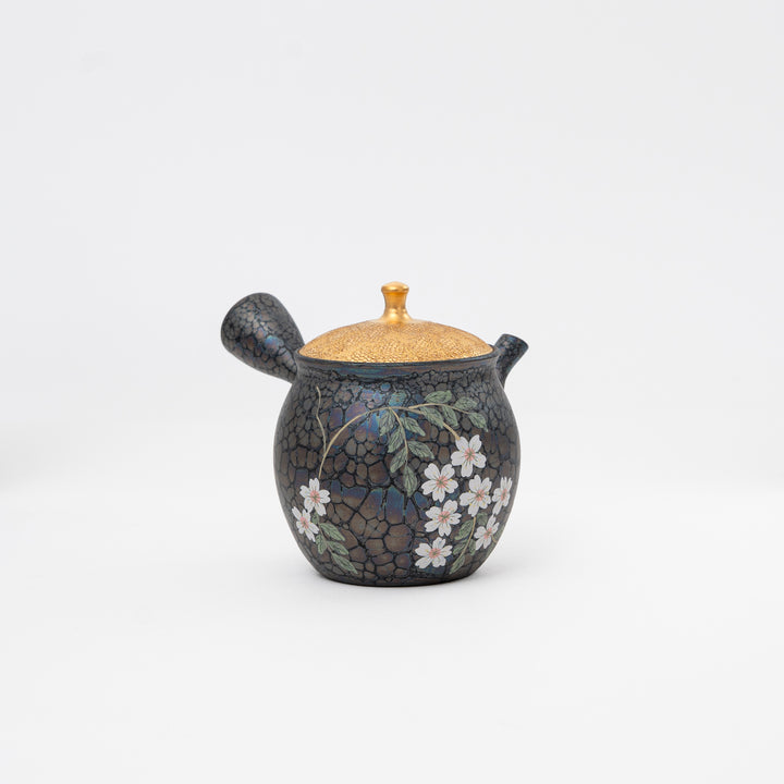 Tenmoku Cherry Blossoms Teapot By Shoryu