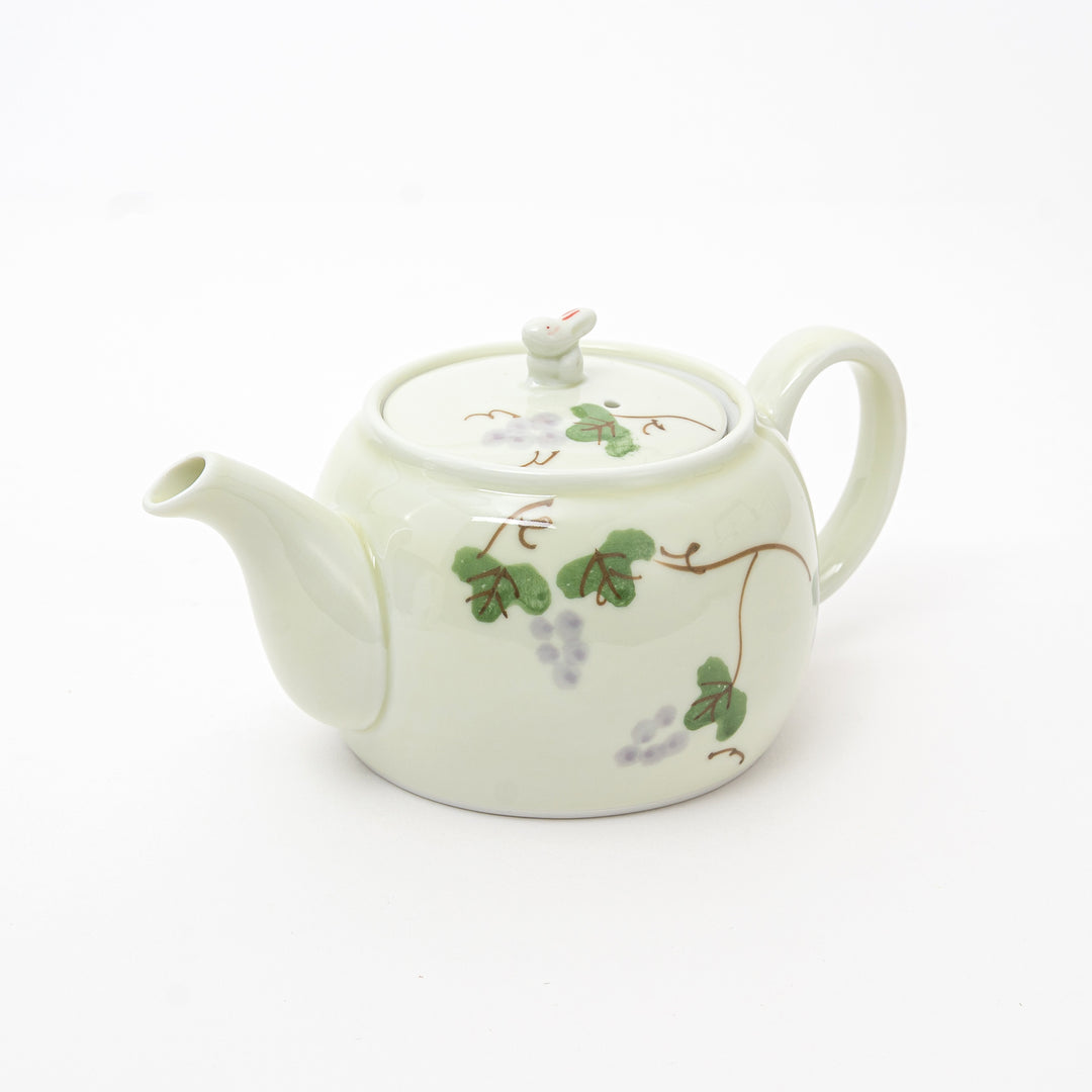Japanese porcelain teapot with grape vine motif
