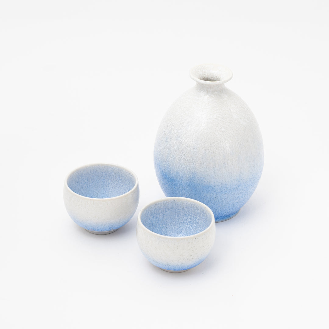 Japanese sake set presented in wooden gift box
