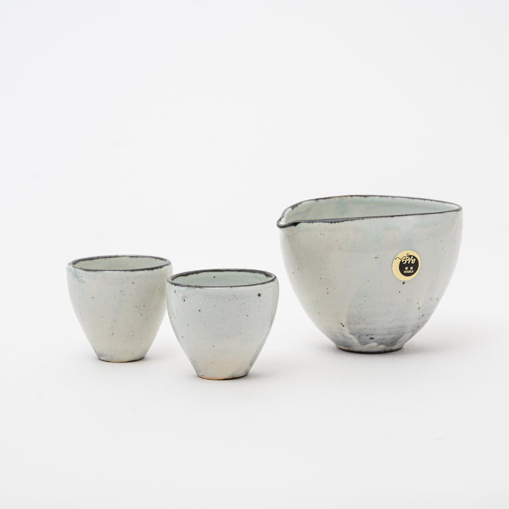 Handcrafted Shigaraki Kohiki Katakuchi and Cups