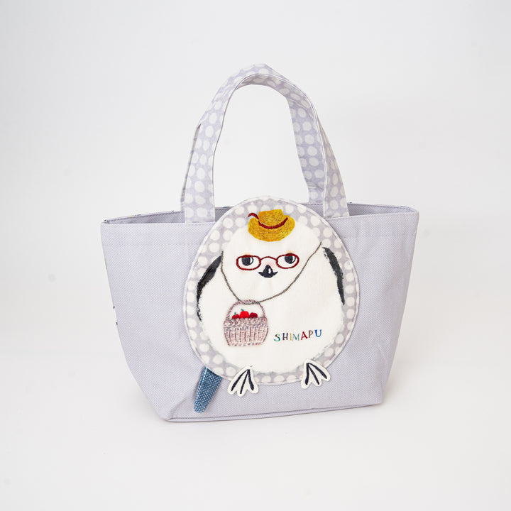Kusuguru Japan Shimapu embroidered bird canvas tote in Soft Lavender