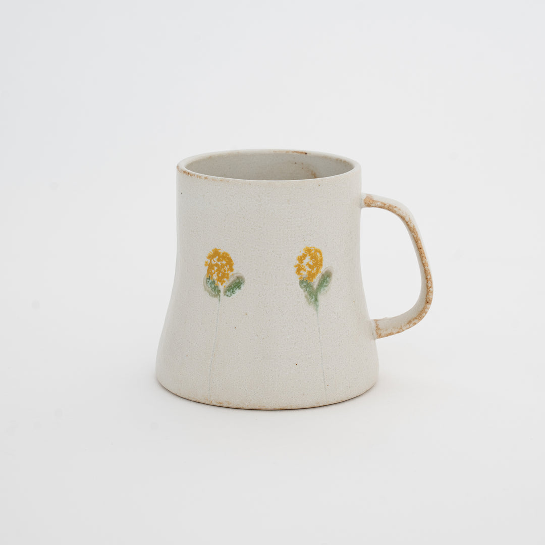 Japanese ceramic mug with hand painted flower design made in Japan
