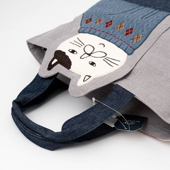 Kusuguru Japan Fat Cat Fabric Lunch Tote B- two color 