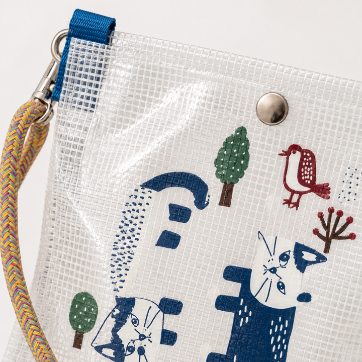 Kusuguru Japan Embroidered Cat PVC Mesh Crossbody Bag image 4