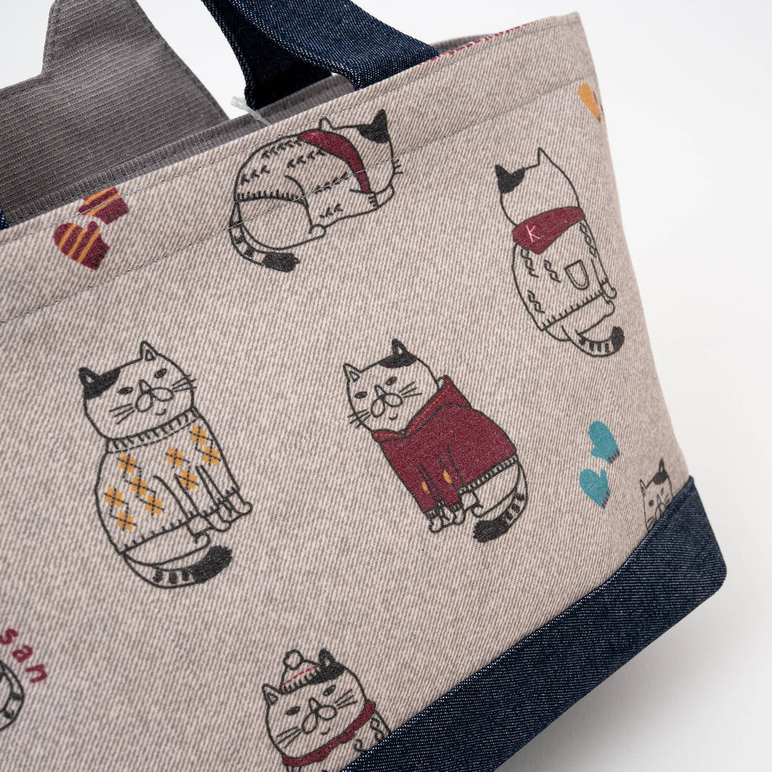 Kusuguru Japan Fat Cat Fabric Lunch Tote B- two color 