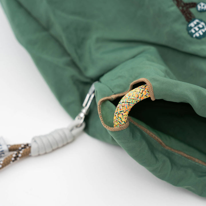 Kusuguru Embroidered Cat Nylon Shoulder Tote bag - Green