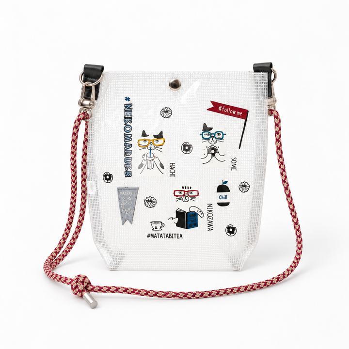 Kusuguru Japan Embroidered Cat PVC Mesh Crossbody Bag image 7