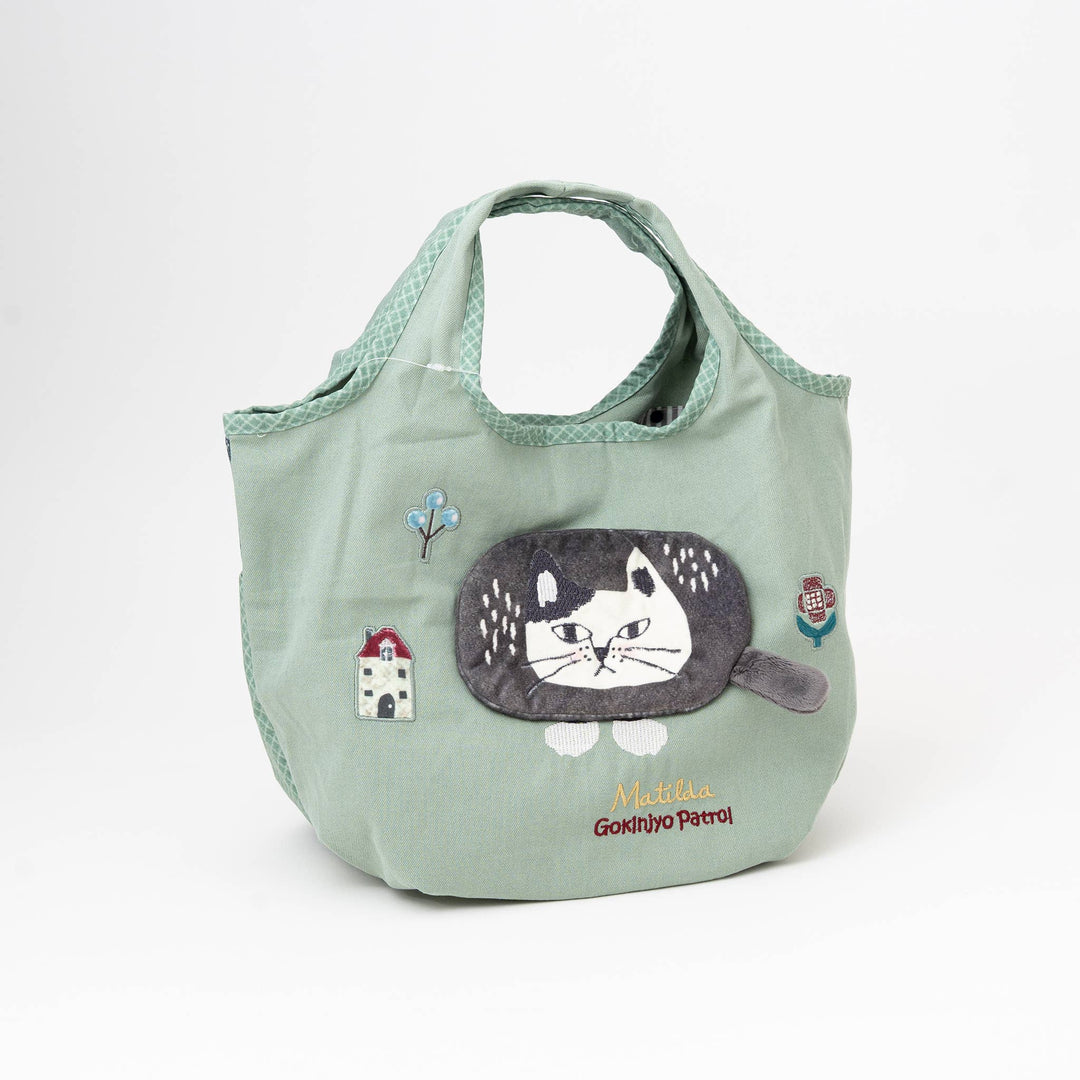 Kusuguru Japan Embroidered Climbing Cat Canvas Tote