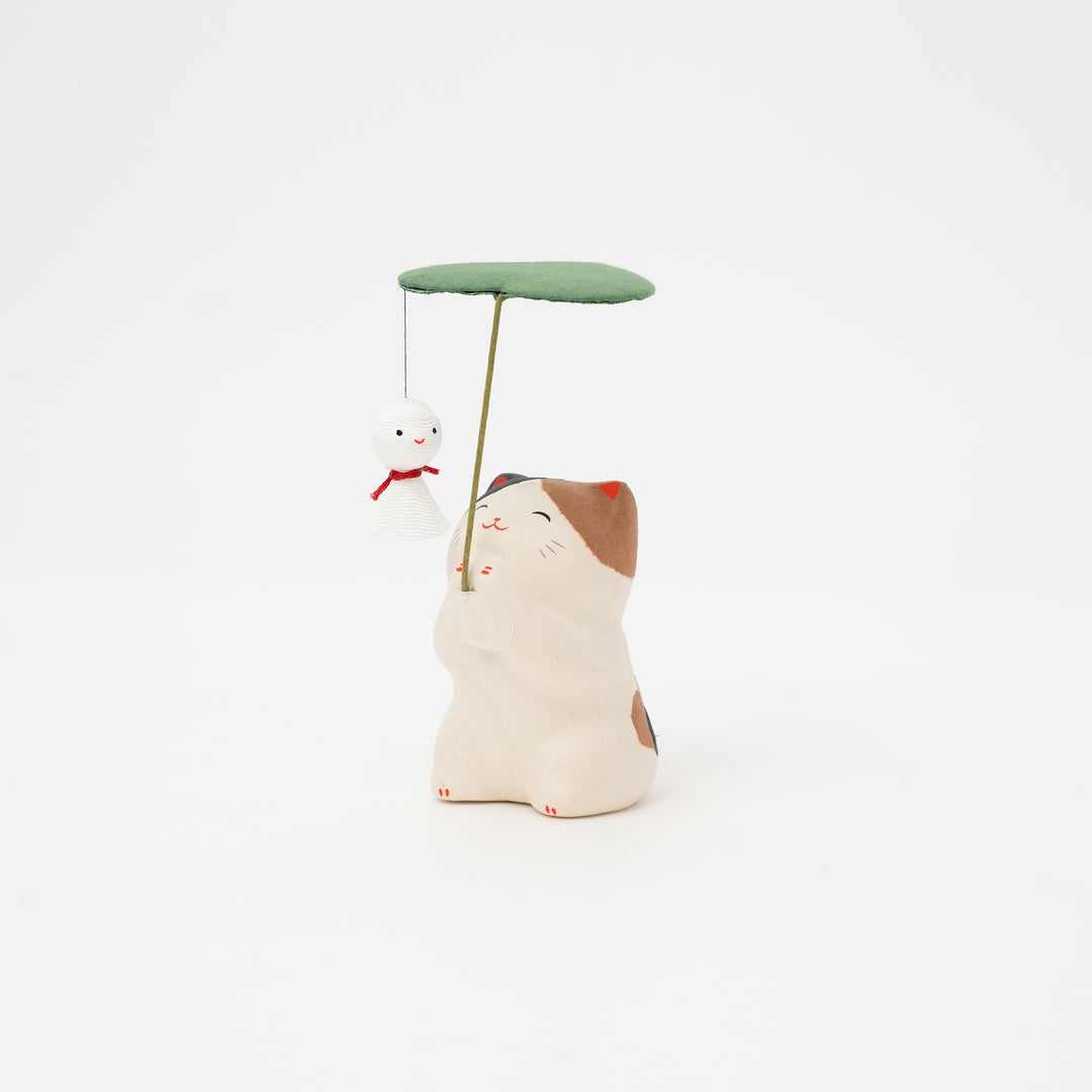 Ryukodo Ceramic Washi Cat Figurine