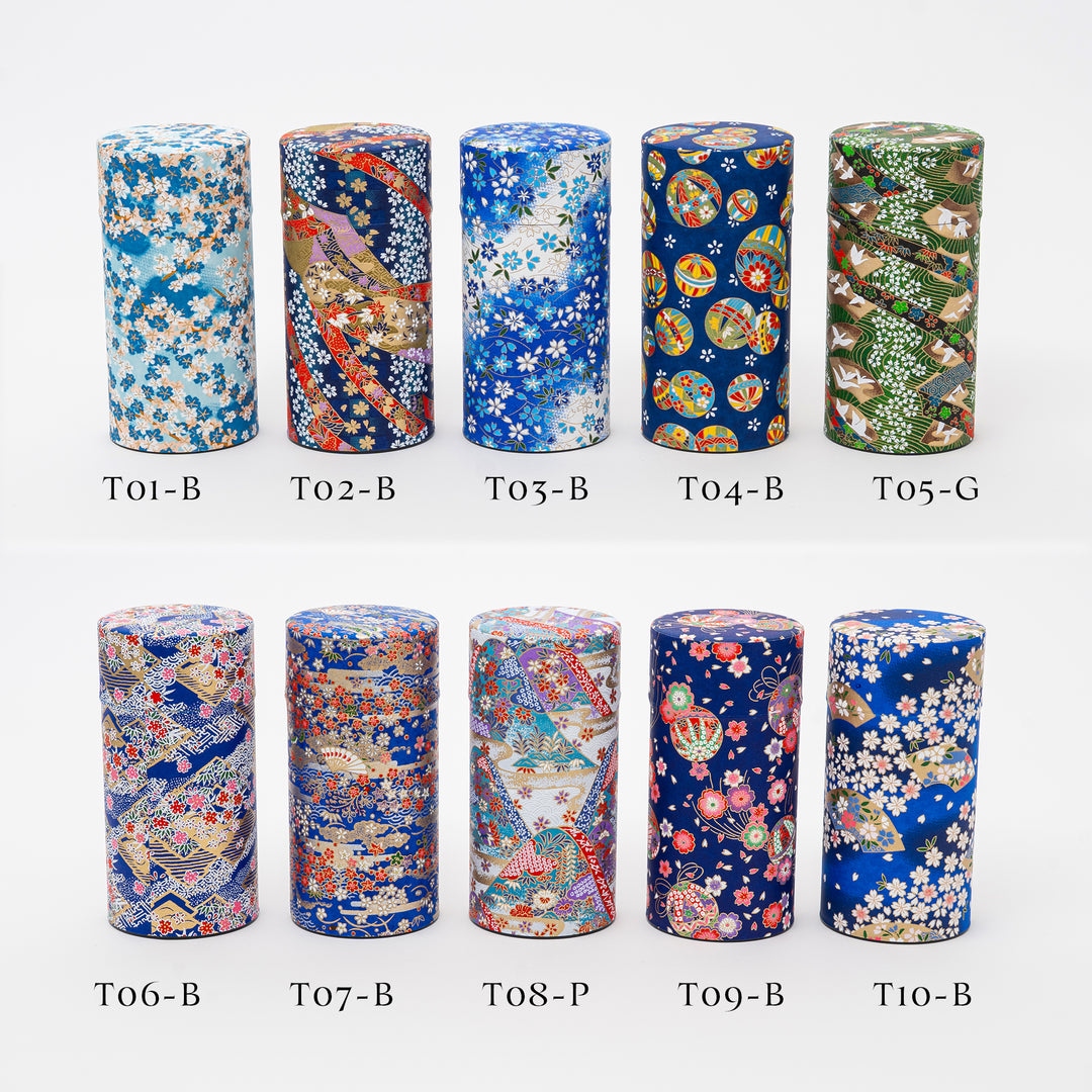 Japanese Washi Paper tea Tin 200g - 20 Patterns Tea Canister