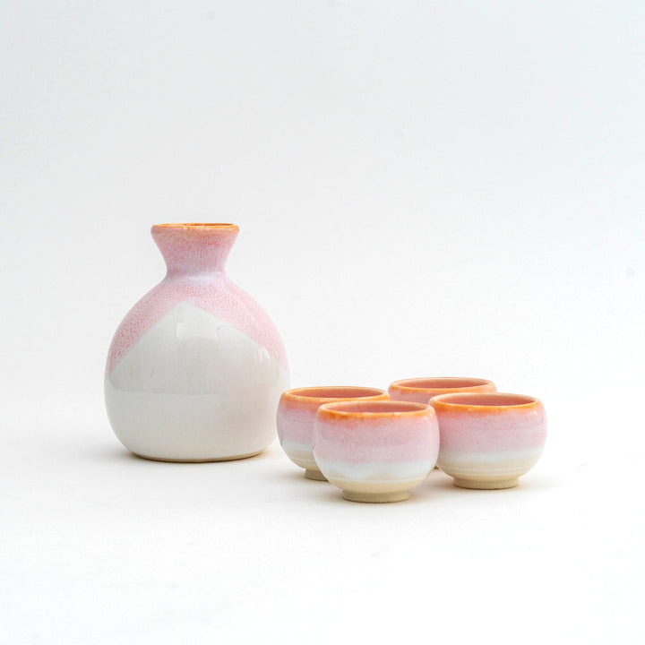 Japanese Pale Pink Sake Set - 5Pcs