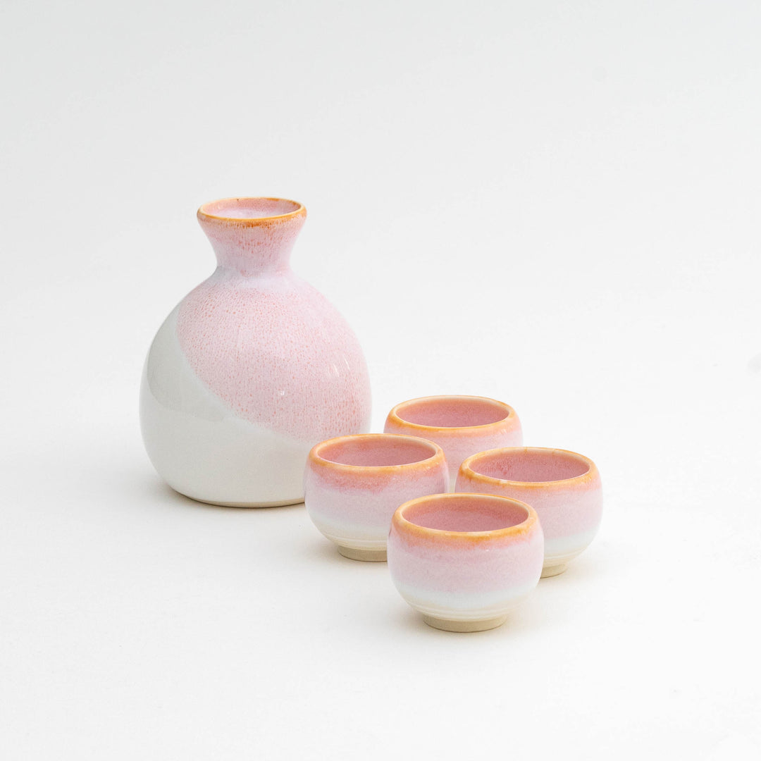 Japanese Pale Pink Sake Set - 5Pcs