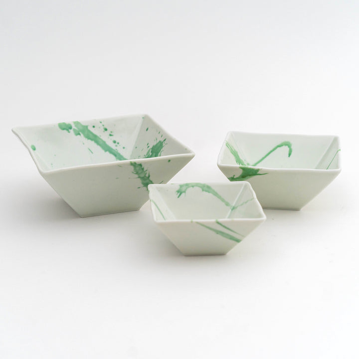 Under Glazed Splatter Pattern Square Porcelain Bowl