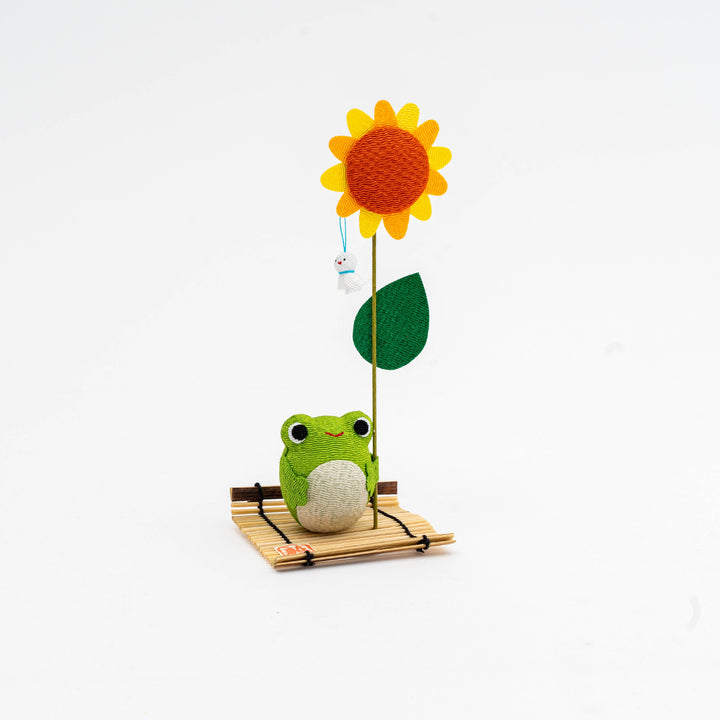 Ryukodo Frog and Sunflower Figurine