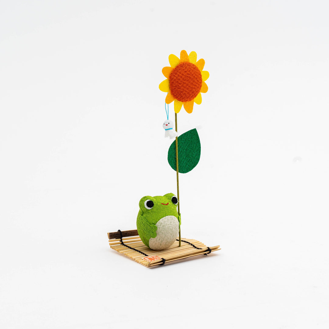 Ryukodo Frog and Sunflower Figurine