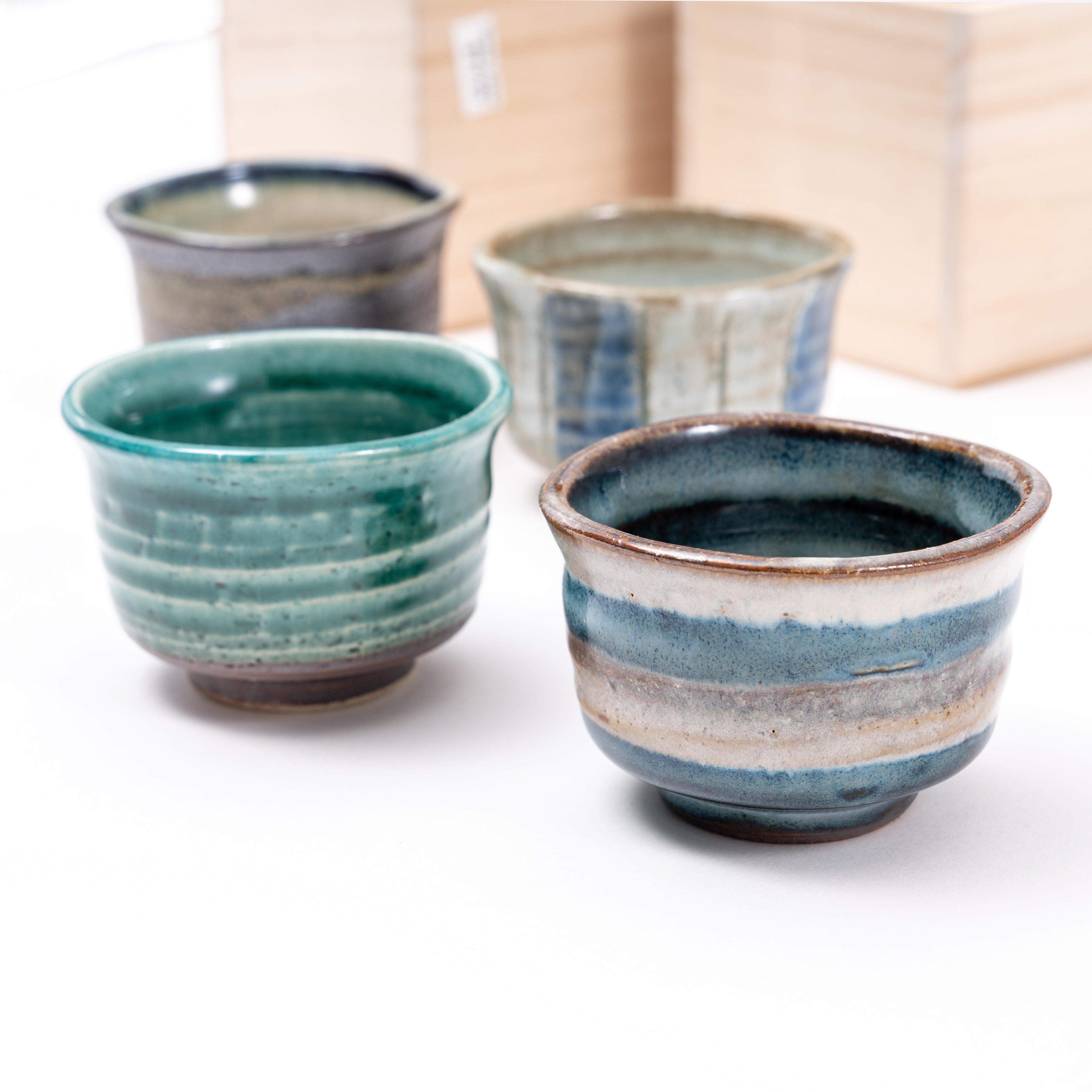 morikatsu100個セット Authentic Handmade Japanese Sake Cup Set - 5 Mino Ware Guinomi in