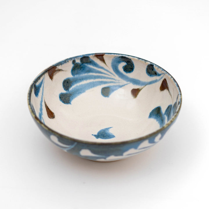 Brush Blue Mino Ware Ramen Bowl - Arabesque