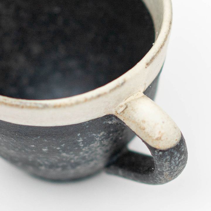 Shigaraki Yaki Handmade Black and White Mug