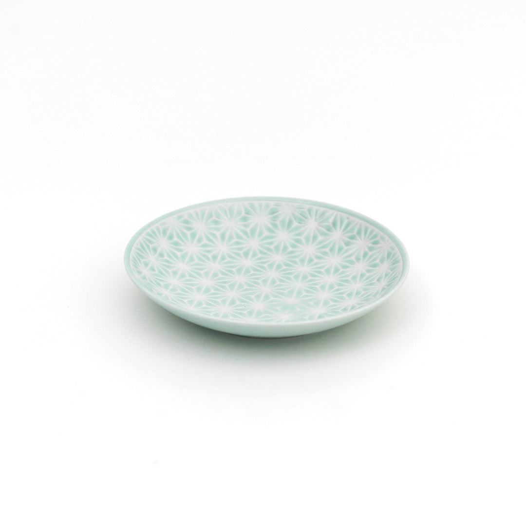 HASAMI Ware Light Blue Glazed Asanoha Small Bowl and Plate