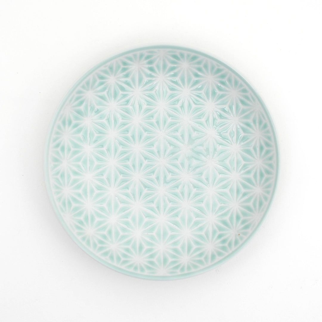 HASAMI Ware Light Blue Glazed Asanoha Small Bowl and Plate